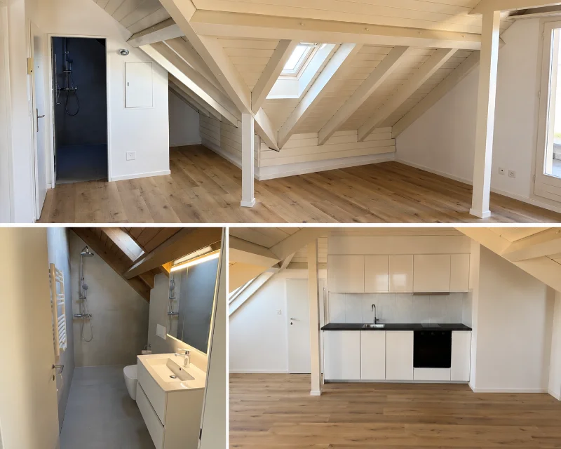 Innenansicht Collage einer modernen renovierten Wohnung