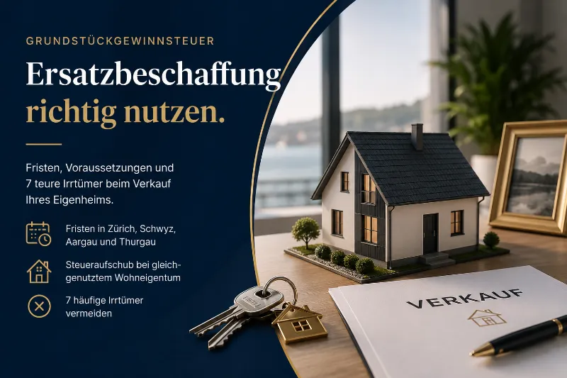 Grundstückgewinnsteuer und Ersatzbeschaffung beim Verkauf eines Eigenheims in der Schweiz