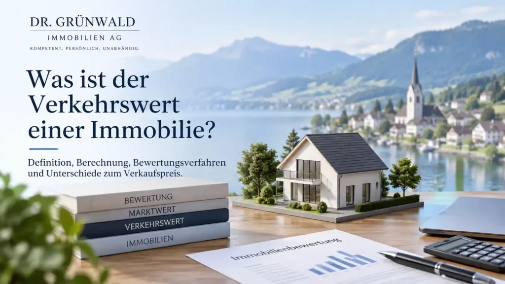 Verkehrswert einer Immobilie mit Hausmodell und Unterlagen zur Immobilienbewertung