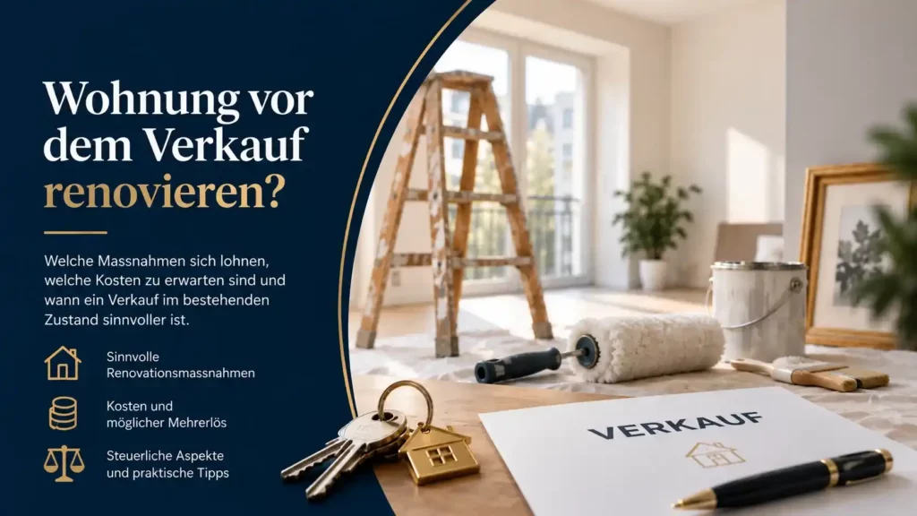 Wohnung renovieren vor dem Verkauf mit Renovationsmaterial und Verkaufsunterlagen